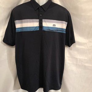 Travis Mathew Dark Blue Three Banded Casual Athletic Polo Shirt